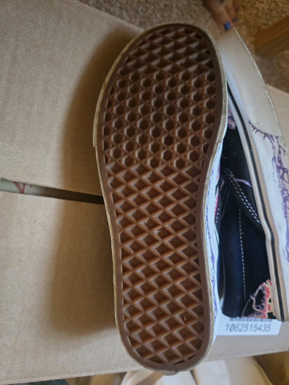 Vans Slip-On Sneakers with Neon Multicolor Skull Lightning Print (W-8/M-6.5) - Picture 9 of 10